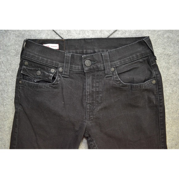 True‎ Religion Jeans Mens 30 Black Rocco Flap Relaxed Skinny Fit 30x31 Denim - Picture 2 of 16